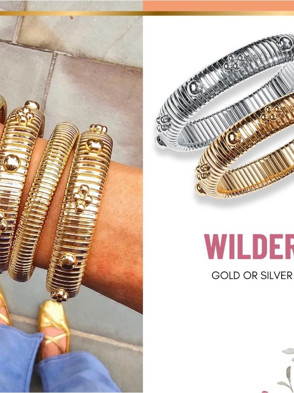 Park Lane Wilder Ribbed Stretch Bangle Bracelet - gold